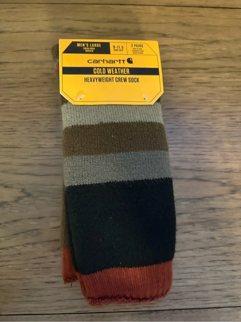 Carhartt Men’s Striped Crew Socks - Olive, Brown, Black, Rust